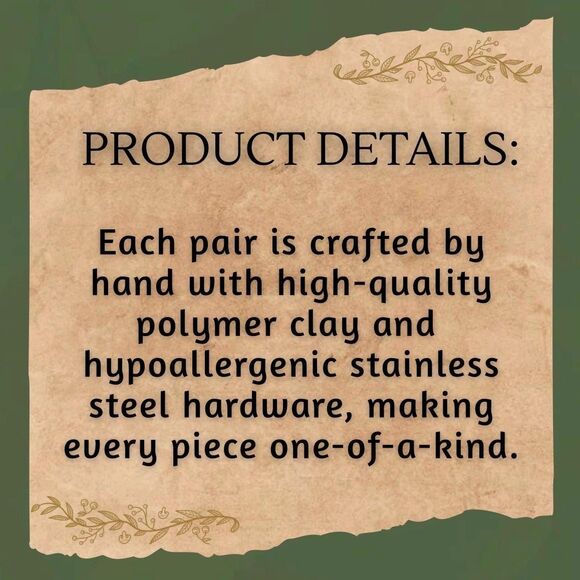 Crescent Moon Polymer Clay Hypoallergenic Silver Tone Handmade Dangle Earring - Picture 6 of 8